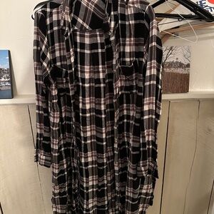 Maurices XL Burgundy and White Plaid Shirt